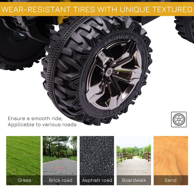 Battery-Powered Rechargeable 12V Kids ATV Four-Wheeler with Realistic Headlights, USB or MP3 Media Player, for Boys and Girls