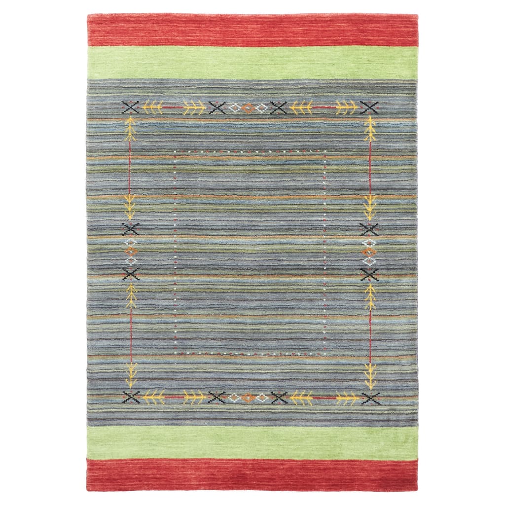 ECARPETGALLERY Hand Loomed Kashkuli Gabbeh Grey Wool Rug - 3'11 x 5'7