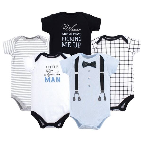 slide 1 of 1, Little Treasure Baby Boy Cotton Bodysuits 5pk, Ladies Man 0-3 Months - Ladies Man Short-Sleeve