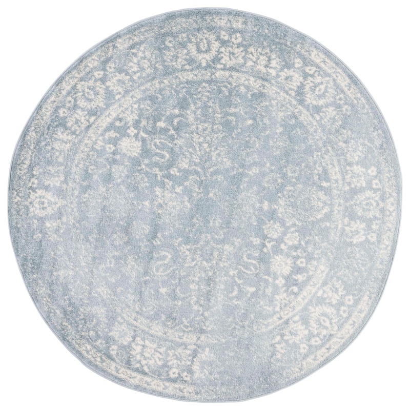 SAFAVIEH Adirondack Riin Rustic Shabby Chic Distressed Rug - 6' Round - Slate/Ivory