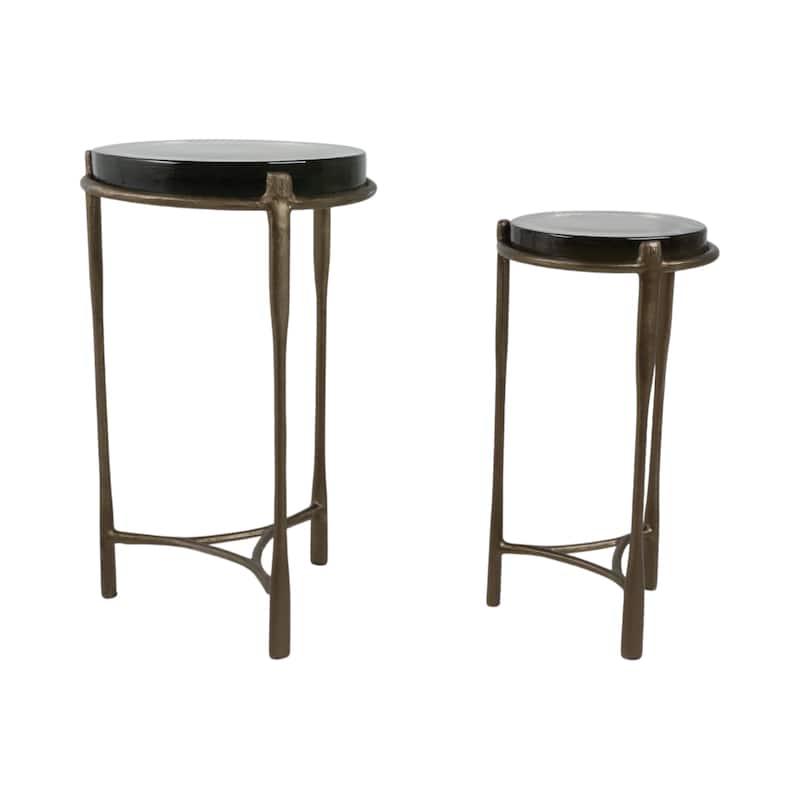 Metal Accent Side Tables Round Top and Frame Modern Design (Set of 2) - 16" x 16" x 26"