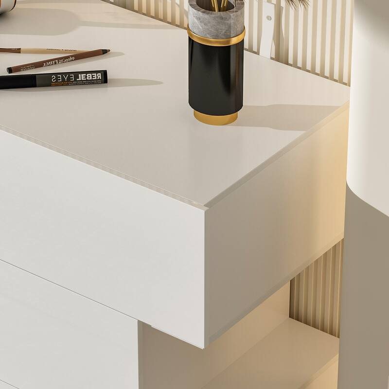 High Glossy Six-Drawer Dresser Chest with Off-Set Design (Black/White)