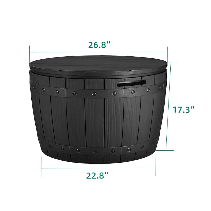 33 Gallon Round Outdoor Storage Waterproof Deck Box - N/A