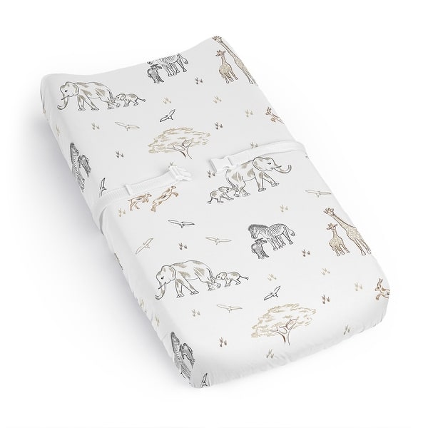 slide 2 of 6, Sweet Jojo Designs Jungle Safari Animals Boy, Girl, Unisex/Gender Neutral Changing Pad Cover Sheet -Zebra Wildlife for Serengeti