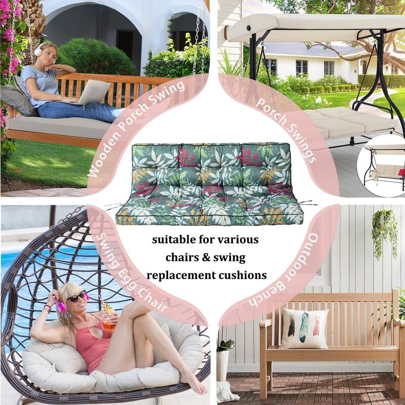 Porch Swing Replacement Cushion, 55in Outdoor Bench Cushions with Backrest Thicken 4"