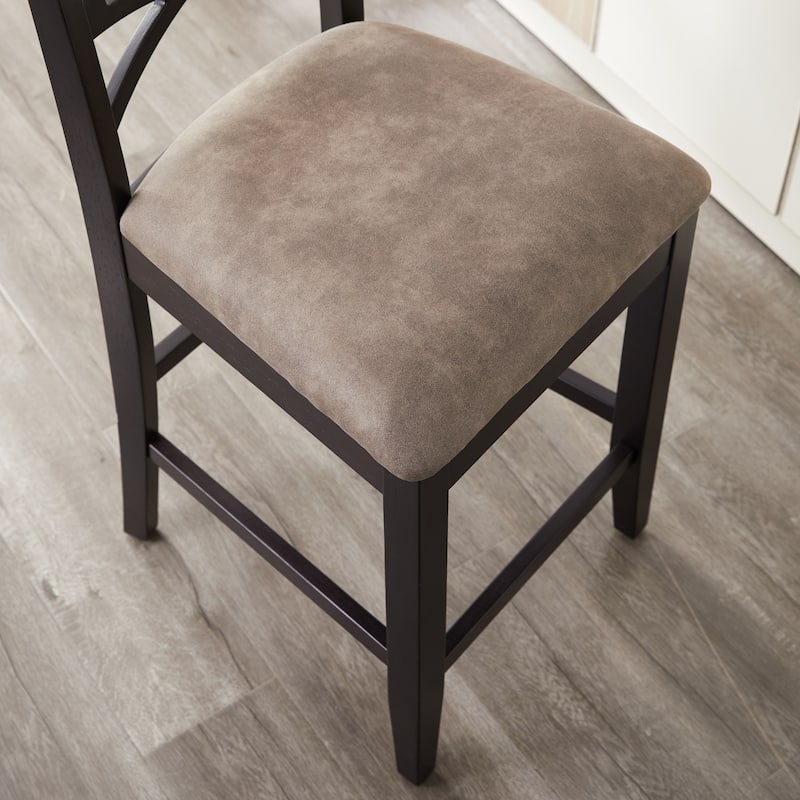 KD Furnishings Moss Heather Seat Wood Double Crossback Counter-height Stools (Set of 2)