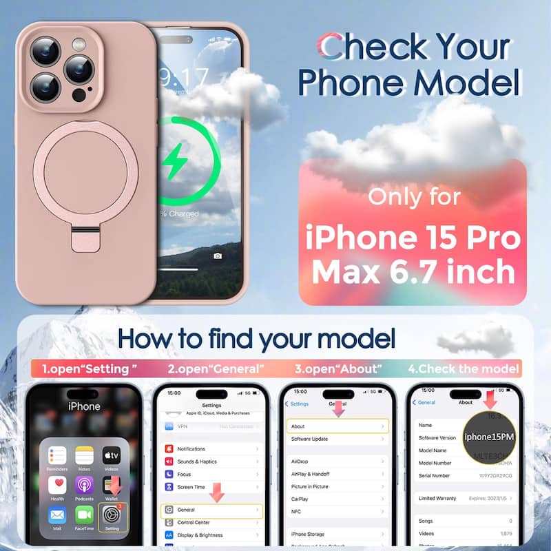 6.7" iPhone 15 Pro Max Case, Liquid Silicone Moisturizing Factor Extreme Soft Slim Phone Case with Stand,Compatible with MagSafe
