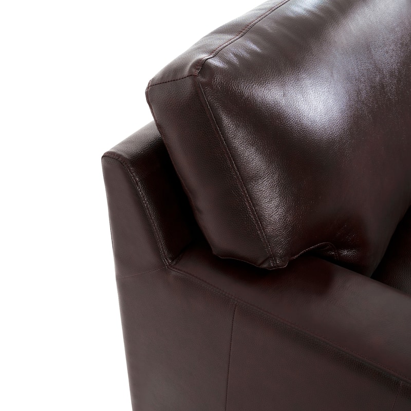 Genuine Leather Sofa Set - Chair, Loveseat & Sofa with Feather Cushions