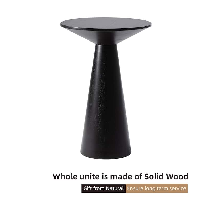 COZAYH Farmhouse Pedestal End Table, Round Martini Table Wood Plant Stand Rustic Small Drink Table for Living Room, Bedroom