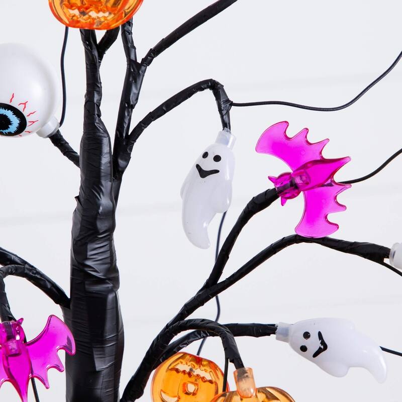 Pre-Lit Eyeballs and Ghosts Artificial Halloween Tree - 2' - LED Lights