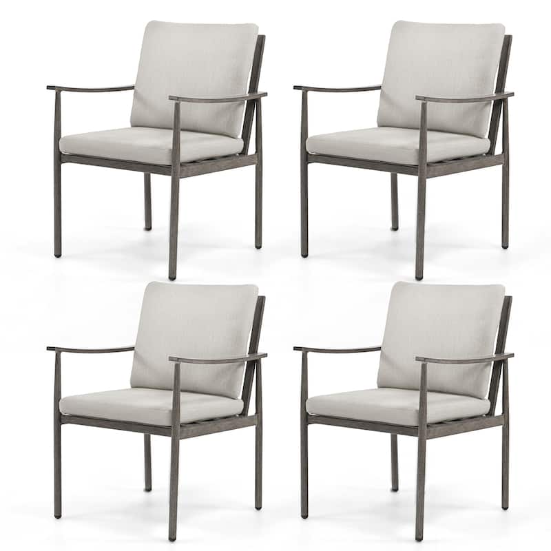 SleekLine 4-Piece Aluminum Patio Dining Chairs with Cushions - Grey