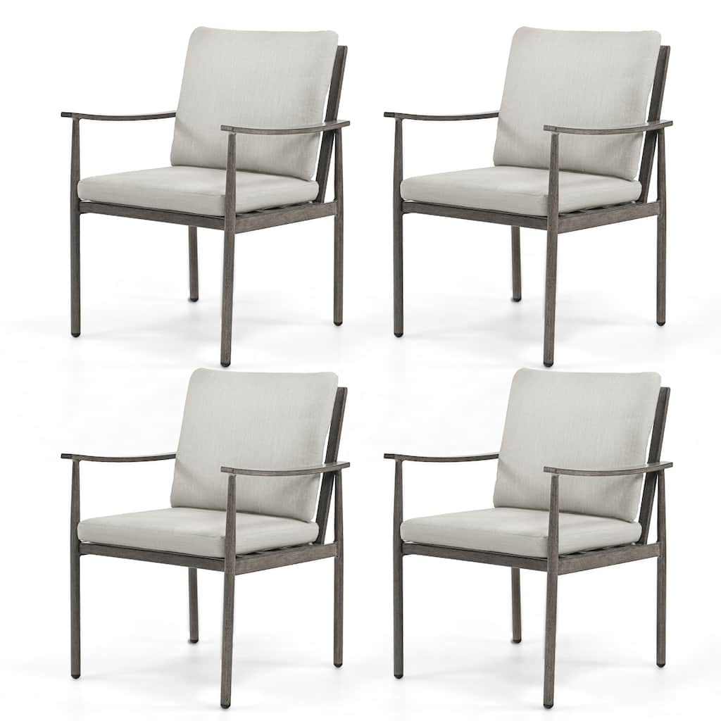 SleekLine 4-Piece Aluminum Patio Dining Chairs with Cushions
