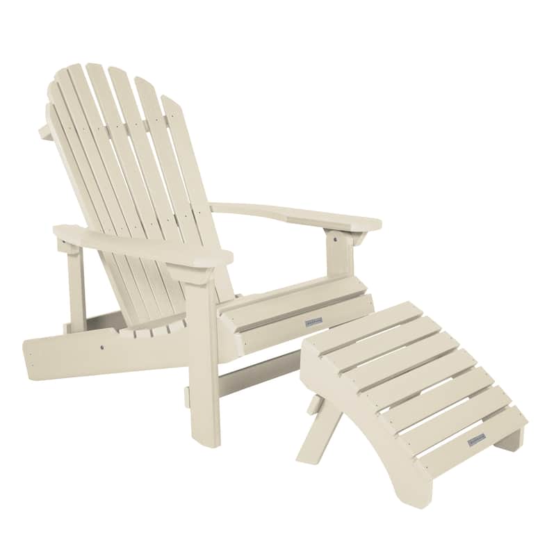 HIGHWOOD Folding and Reclining Adirondack Chair with Folding Ottoman - Whitewash