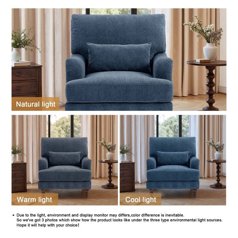 Set of 2 Mid Century Chenille Upholstered Accent Chairs