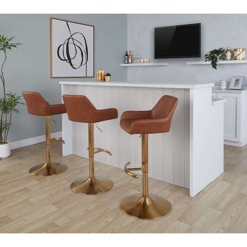 Silver Orchid Galotti Adjustable Bar Stool with Rounded T Footrest (Set of 2)