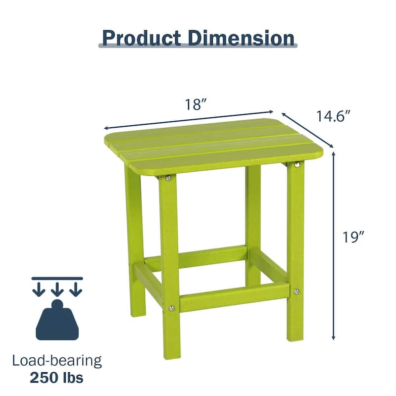 Aoodor Outdoor Adirondack Side Table HDPE End Table - 18"×14.5"