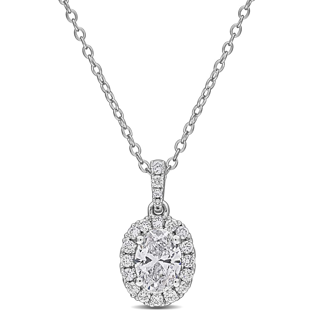 Miadora Lab-Grown Diamond Halo Necklace