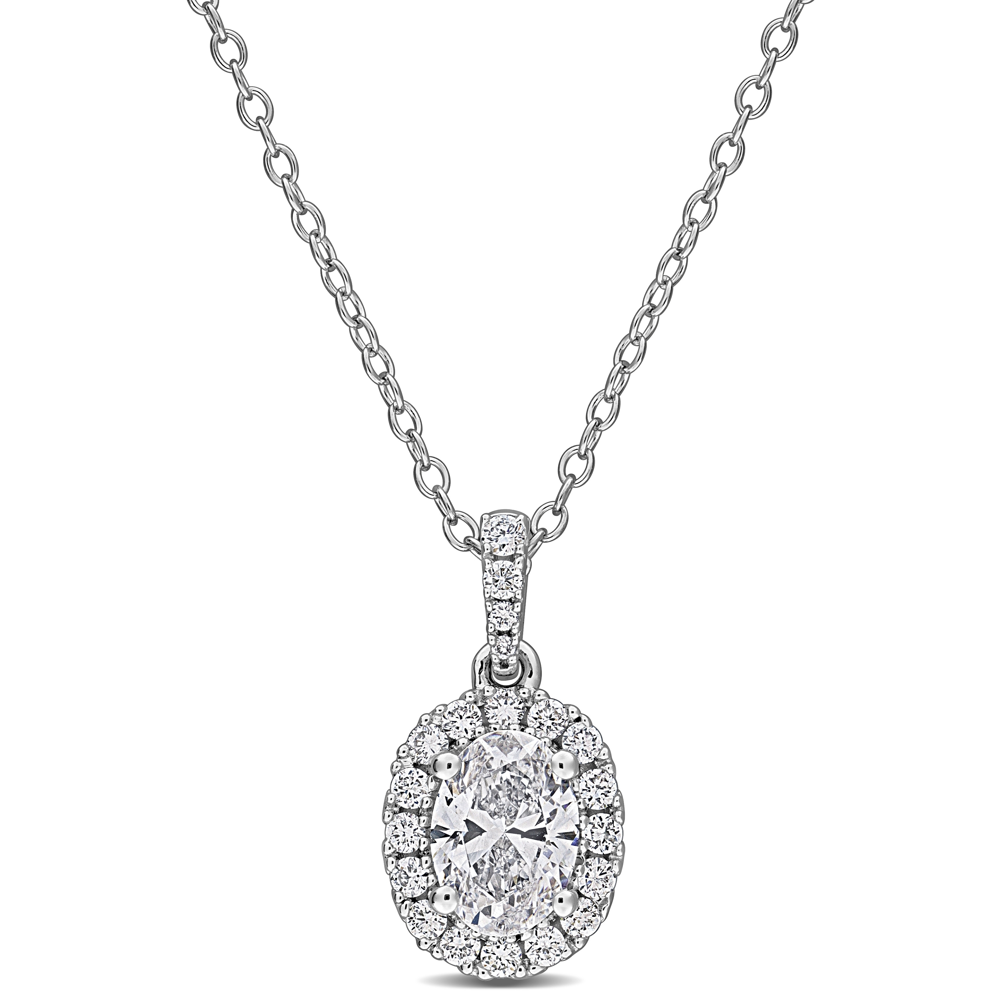 Miadora Lab-Grown Diamond Halo Necklace