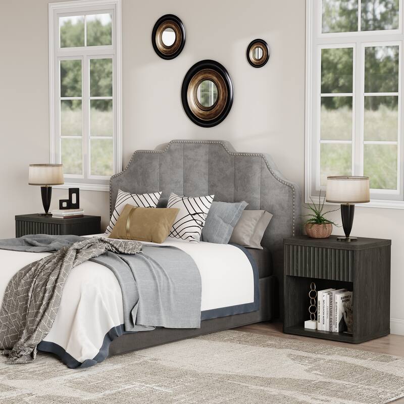 SICOTAS Set of 2 Nightstand with 1 Drawer and Open Storage