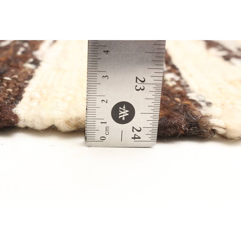 ECARPETGALLERY Braid weave Sienna Beige Wool Rug - 5'5 x 7'3