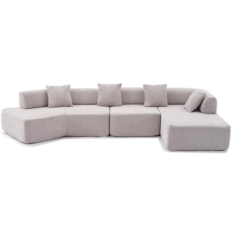 Modern Minimalist 140" L-Shape Couch ,No Assembly Required,Boucle,Modular Sofa ,Couch with Chaise