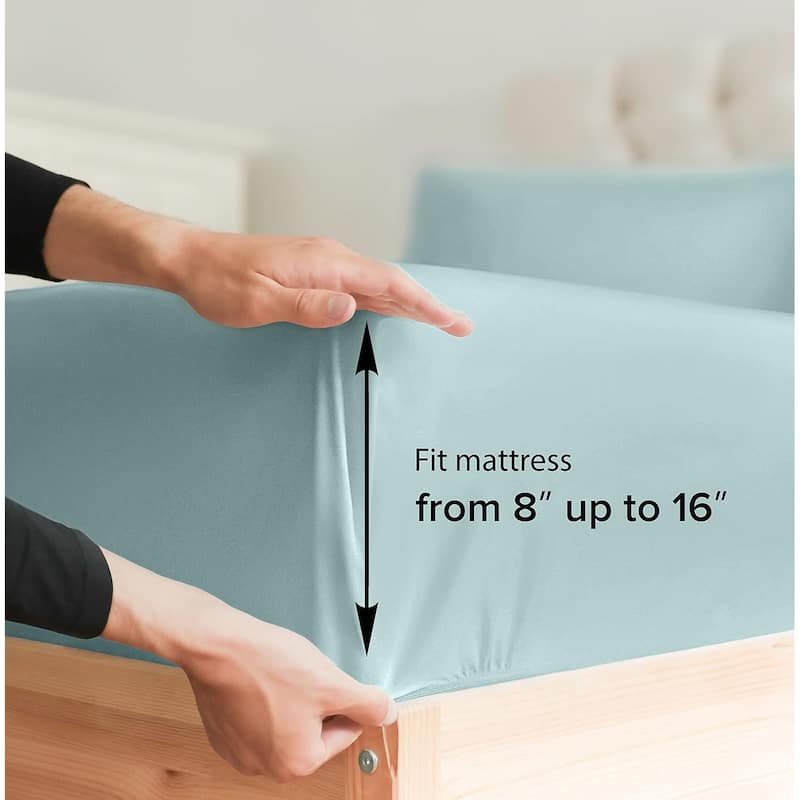 CGK Linens 100% Cotton Deep Pocket 14" - 16" Ultra Soft Fitted Sheet