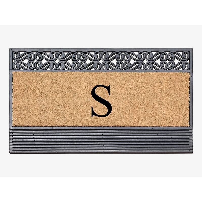 A1HC First Impression Rubber and Coir Rosewood 24" X 36", Heavy Duty Outdoor Monogrammed Doormat - Monogrammed S