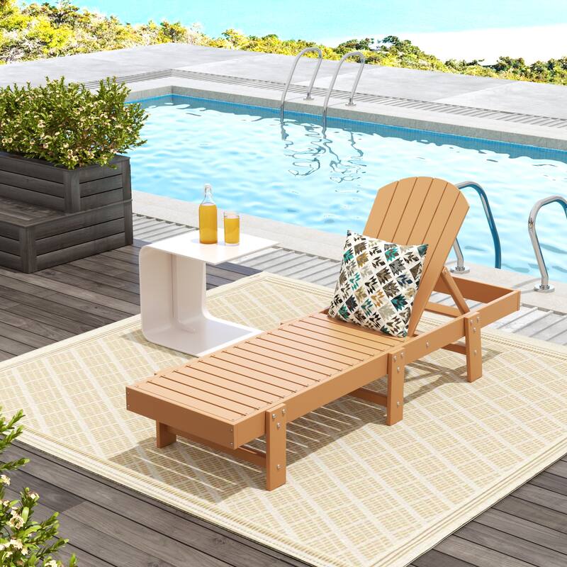 Polytrends Altura Armless Poly Eco-Friendly All Weather Reclining Chaise Lounge - Teak