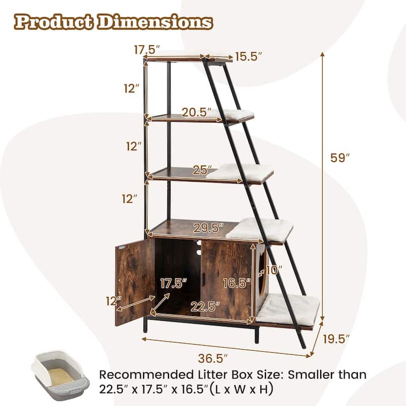 Costway Large Cat Litter Box Enclosure 2-in-1 Hidden Cat Washroom - See Details