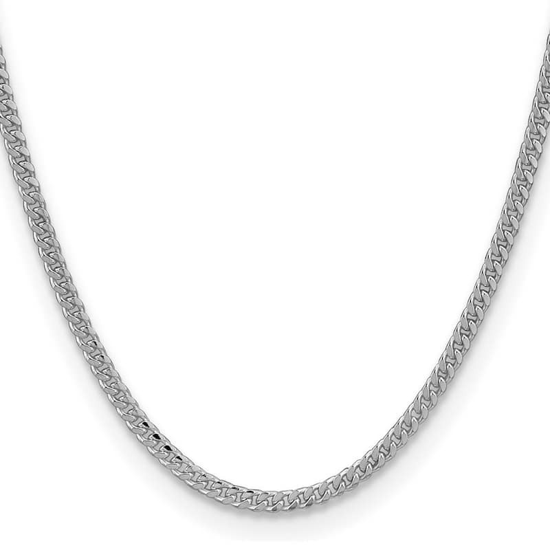 Curata 925 Sterling Silver Rhodium 3.25mm Domed Curb Chain Necklace for Men