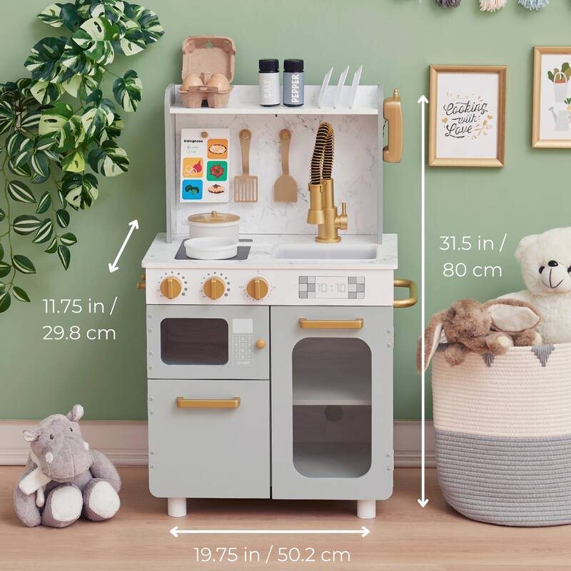 Teamson Kids Little Chef Memphis Wooden Play Kitchen with Accessories - 19.76" L x 11.73" W x 31.5" H