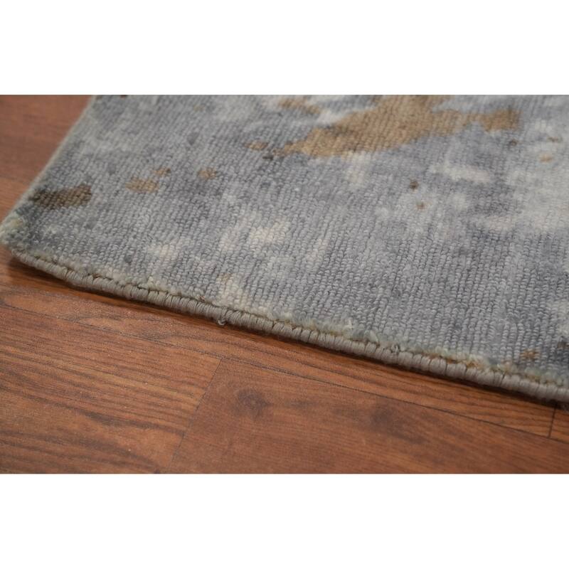 Hand-knotted Modern Silk Grey Abstract Oriental Area Rug - 7' 11'' X 4' 11''