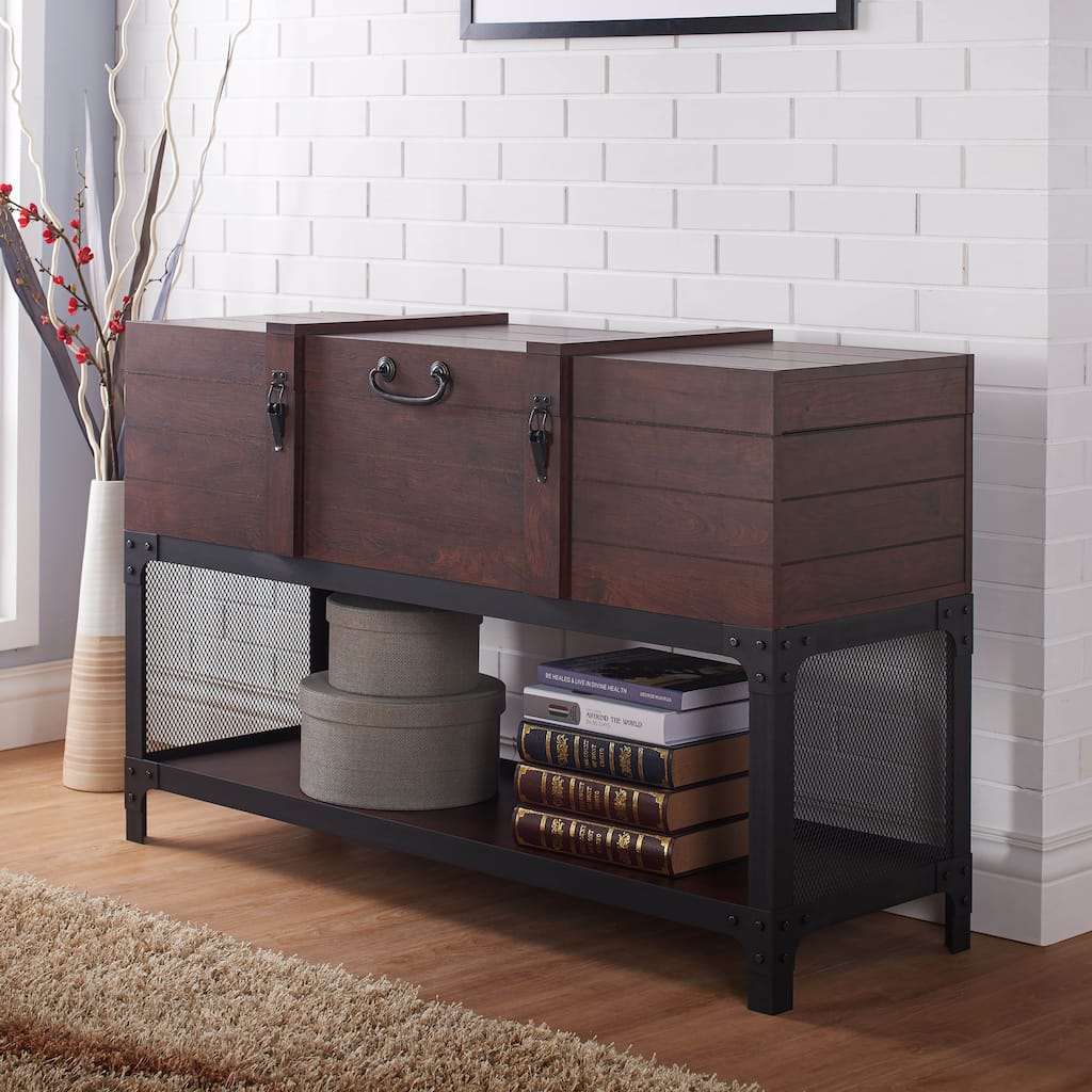 DH BASIC Vintage Trunk Style 47" Storage Console Table by Denhour