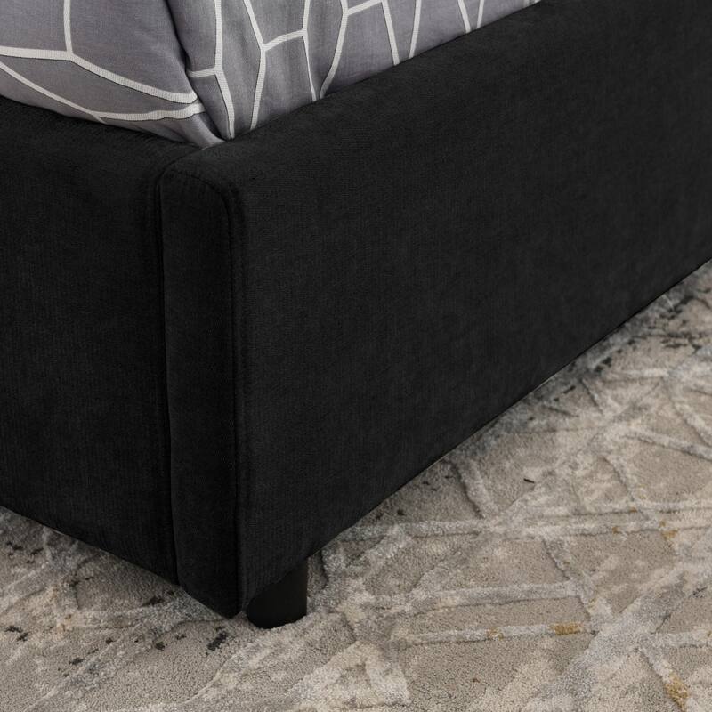 Luxury Upholstered Platform Bed with Integrated Headboard & Storage