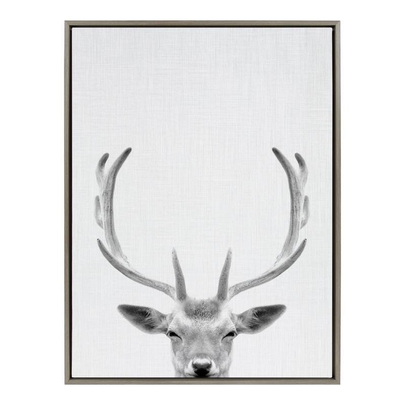 Kate and Laurel Sylvie Deer Portrait Framed Canvas by Simon Te Tai