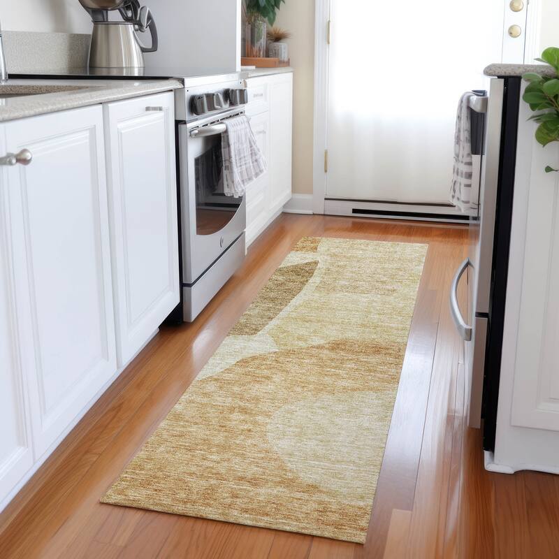 Machine Washable Indoor/ Outdoor Chantille Modern Abstract Rug - Beige - 2'3" x 7'6"