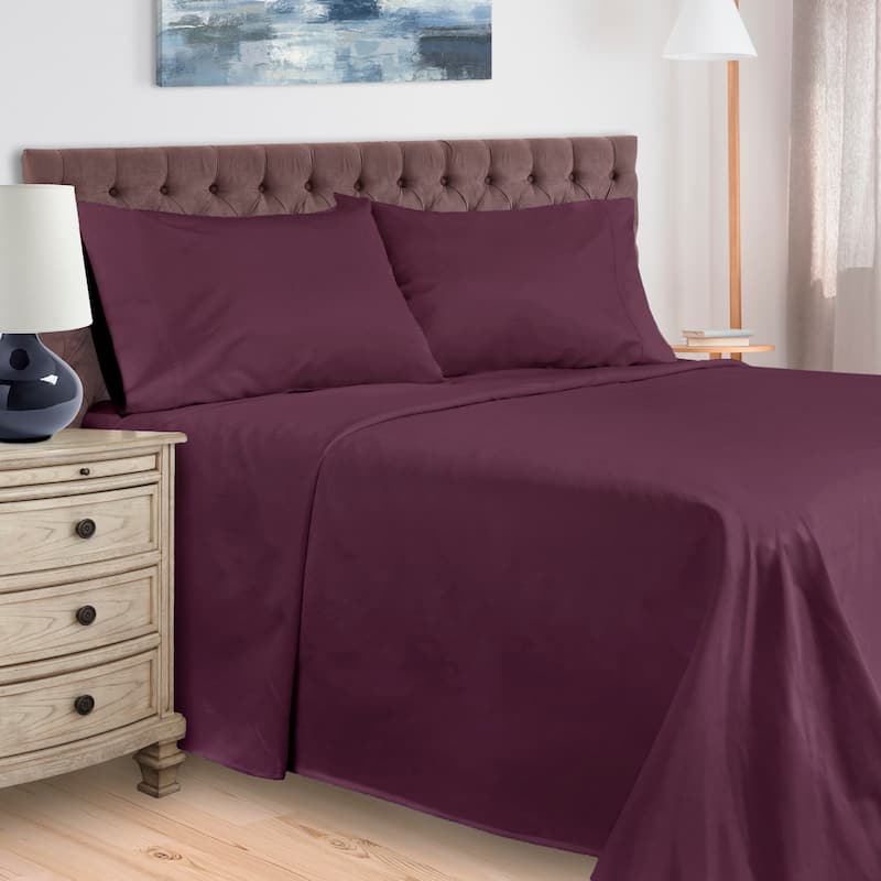 Egyptian Cotton 400 Thread Count Solid Bed Sheet Set by Superior - Plum - California King
