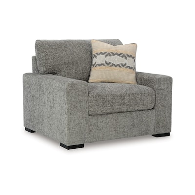 Mord Accent Armchair, 51 Inch, Light Gray Polyester, 1 Throw Pillow
