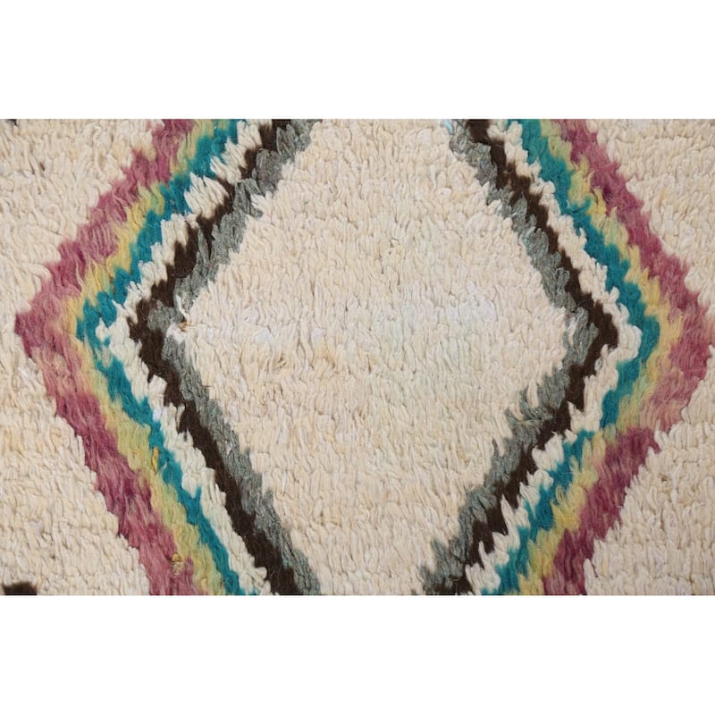 Tribal Geometric Moroccan Oriental Runner Rug Wool Hand-knotted Carpet - 2'6" x 12'8"