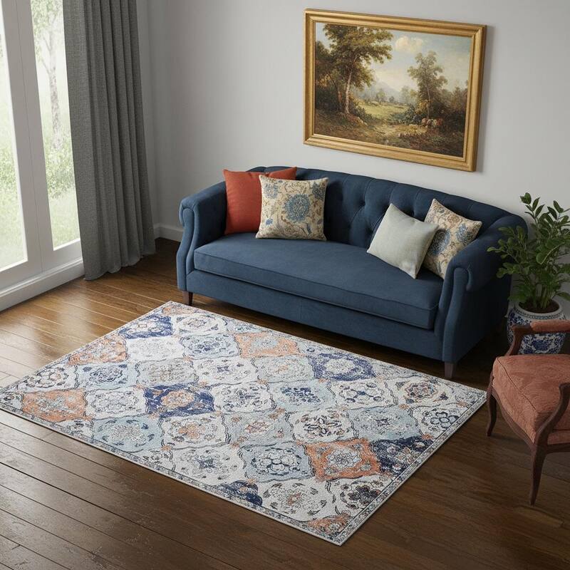 HomeRoots Patchwork Traditional Rectangle Area Rug - 5' X 7'