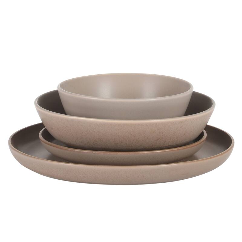 Gibson Elite Laguna Bliss 16 Piece Stoneware Reactive Glaze (Service for 4) Ceramic Plates and Bowls Dinnerware Set