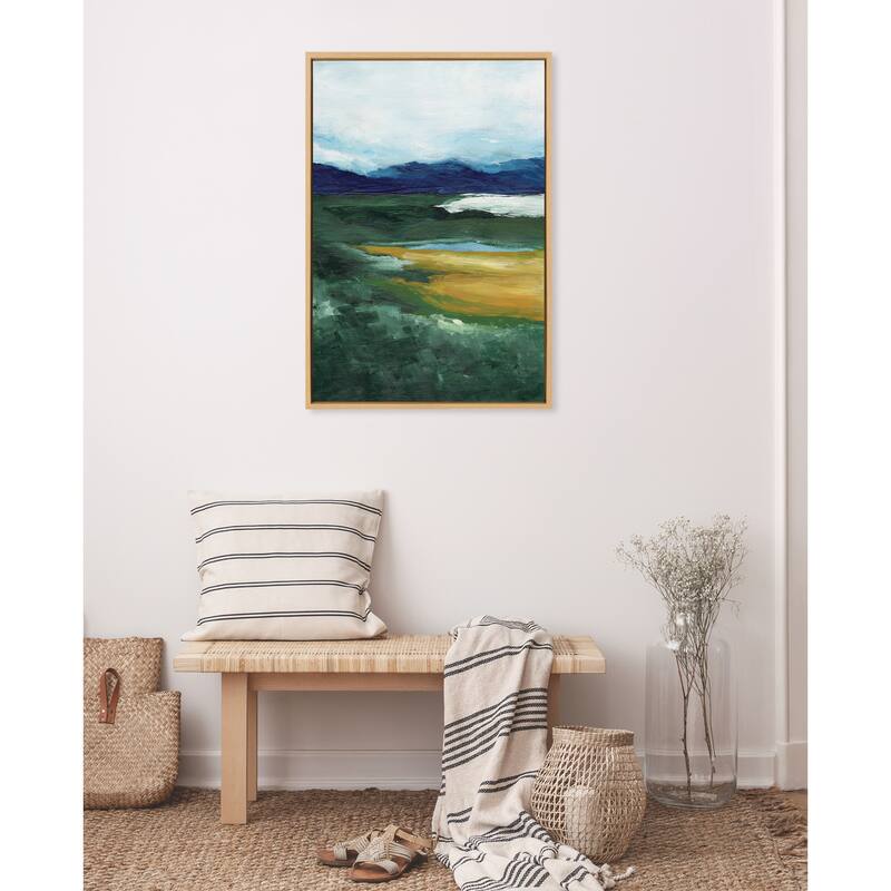 Kate and Laurel Sylvie Misty Green Framed Canvas by Nikita Jariwala