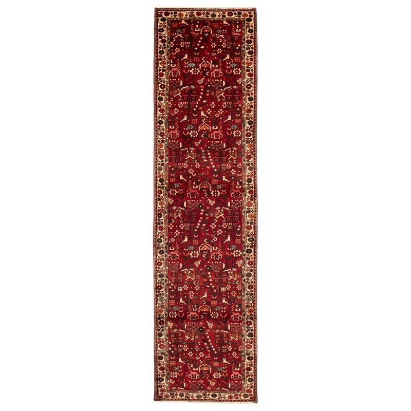 ECARPETGALLERY Hand-knotted Andelz Red Wool Rug - 3'4 x 12'6 - Dark Red - 3'4 x 12'6