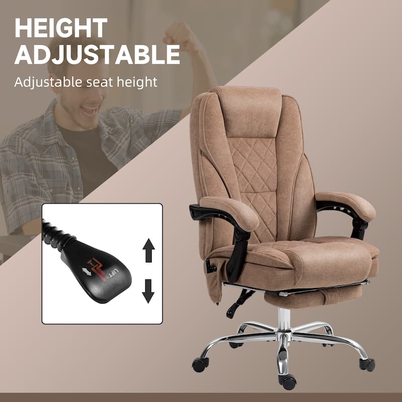 Comfy Executive Chair Reclining Desk Chair with Footrest, Heated Massage Chair Computer Task Chair for Study Room