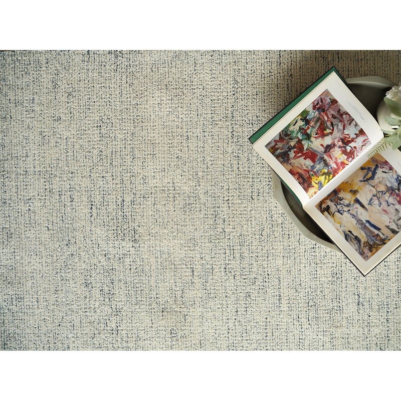 Elements Handmade Hand Tufted New Zealand Wool Blue/Ivory Area Rug.