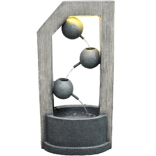 Hanover 40-In. 3-Tier Modern Art Indoor or Outdoor Garden Fountain with LED Lights for Patio, Deck, Porch