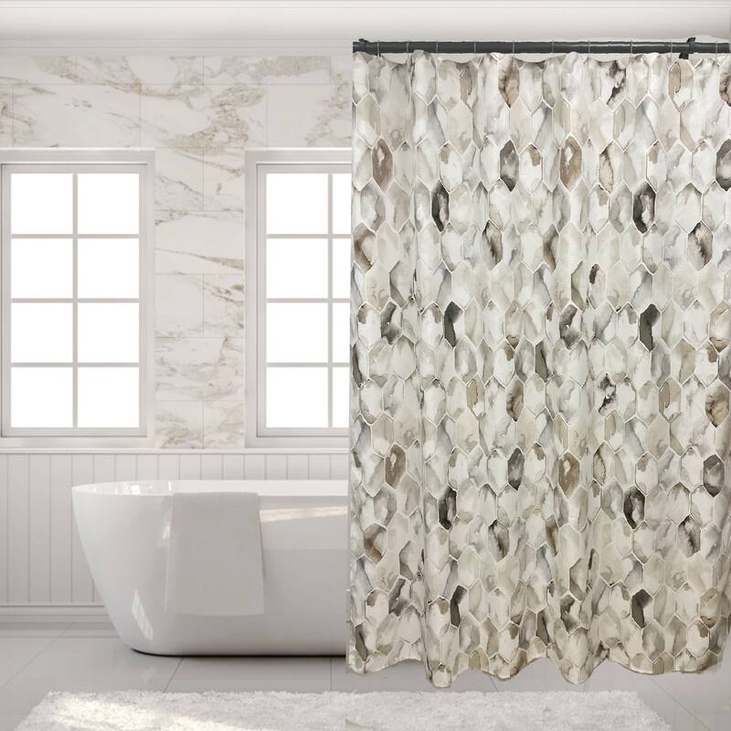 Allen Watercolor Tiles Single Shower Curtain