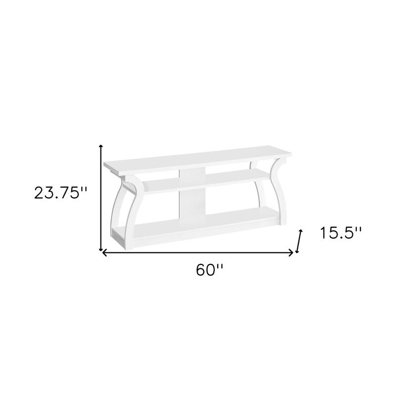 HomeRoots 60" White Wood Open Shelving TV Stand - 60' X '23.75' X '15.5