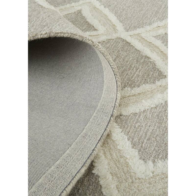 Elika Moroccan Wool Tufted Rug, Moroccan Style, Taupe/Ivory
