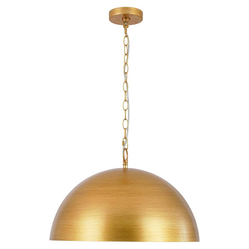 1-Light Industrial Retro Handmade Brushed Gold Dome Pendant Light